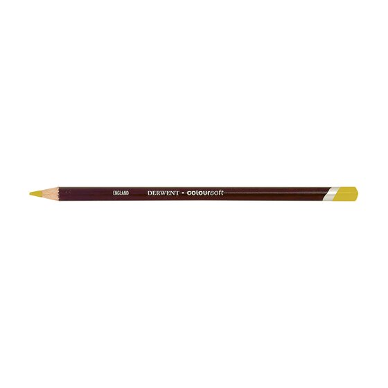 Derwent Coloursoft Pencil Lemon Yellow C030 – Soft Velvety Round-Barrelled Colouring Pencil