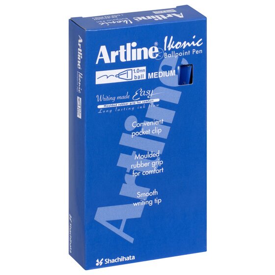 Artline Ikonic 8410 Retractable Ballpoint Pen – Medium, Blue Ink