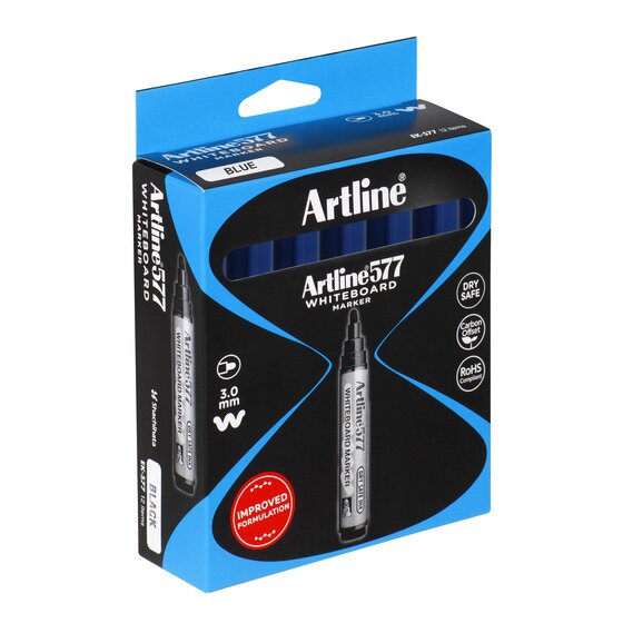 Artline 577 Whiteboard Marker – Blue | Dry-Safe Ink, Bold Low-Odour Writing