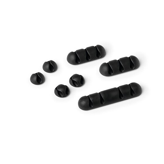 Durable Cavoline Self-Adhesive Cable Clips – Mixed Graphite, Pack of 7