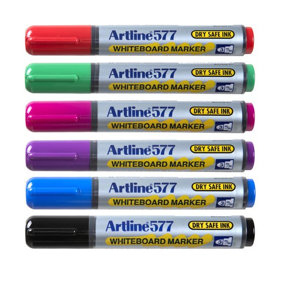 Artline 577 Whiteboard Marker – Assorted Wallet of 6