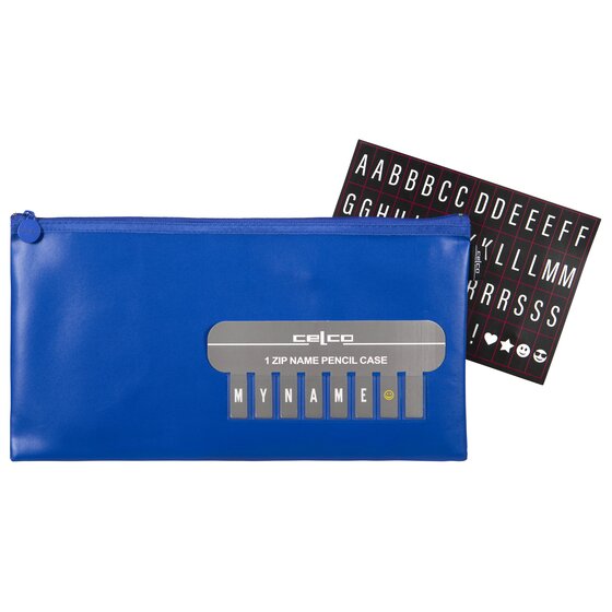 Celco Blue Pencil Case – 1 Zip Medium with Name Tag Pocket | 338 x 174mm
