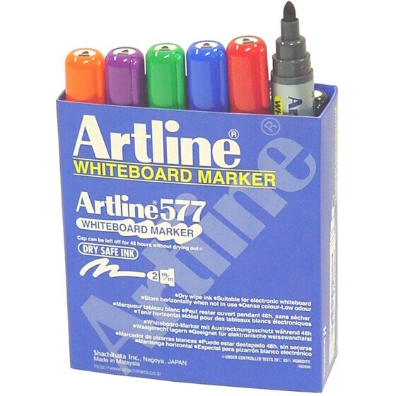 Artline 577 Whiteboard Marker – 8 Colour Assorted Pack