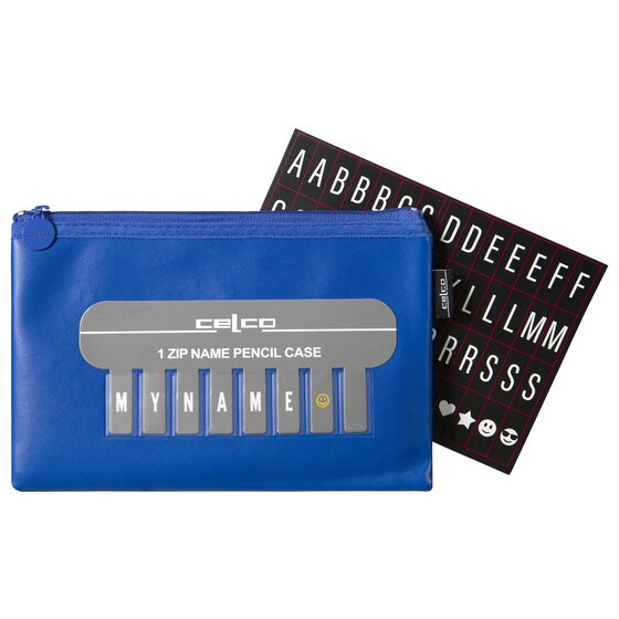 CELCO Pencil Case Blue – 225 x 143mm, Two-Zip Polyurethane with Name Card Pocket and USB Slot
