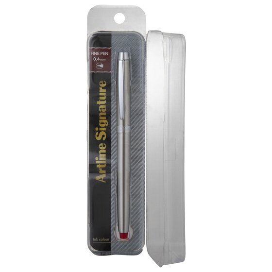 Artline Signature Silver Fine Pen – Red Ink | 0.4mm Felt Tip
