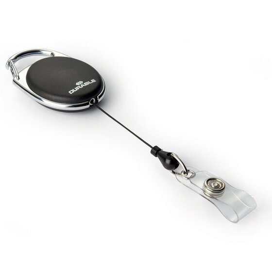 Durable Name Badge Reel – 80cm Roll-Up – Black – Box of 10