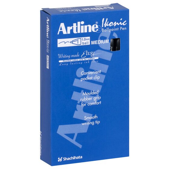 Artline Ikonic 8410 Retractable Ballpoint Pen – Medium Grip, Black