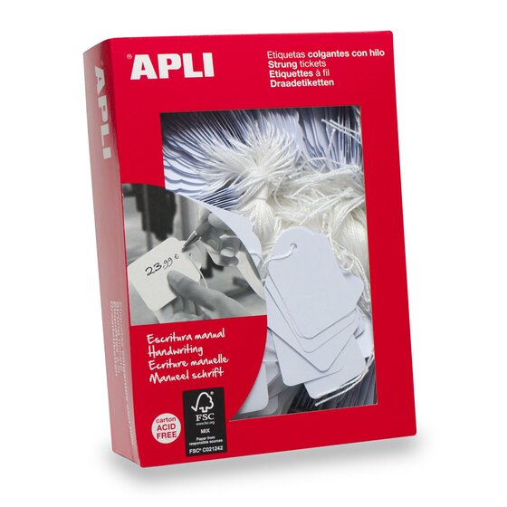 Apli Handwriting Strung Tickets 36 x 53 mm – Box of 500