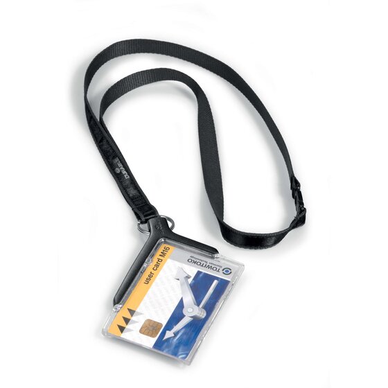 Durable Deluxe Card Holder with Necklace – Crystal-Clear Acrylic, Portrait & Landscape, Pack of 10