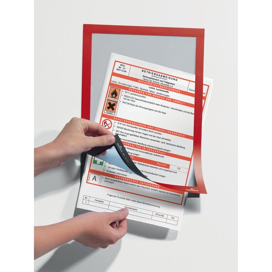 Durable Duraframe Self-Adhesive Sign Holder A4 Red (Pack of 1)