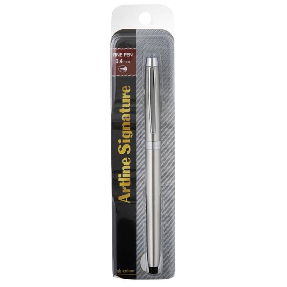 Artline Signature Silver Fine Pen – Black Ink | 0.4mm Felt Tip