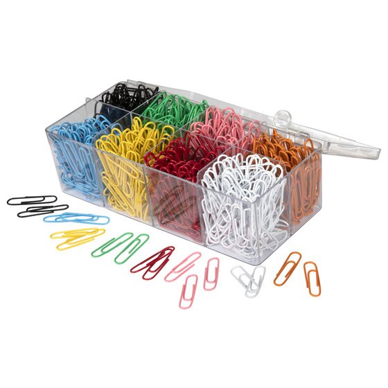 Marbig Vinyl-Coated Paper Clips – 800 Pack, 8 Colours, Reusable Box