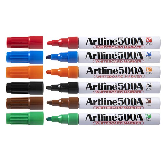 Artline 500A Whiteboard Marker – 2mm Bullet Nib, Assorted Colours