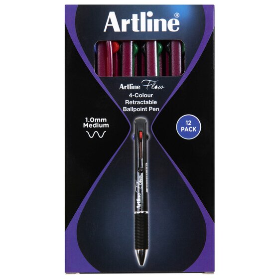 Artline FLOW 4C Retractable Ballpoint Pen – Burgundy Gel Ink