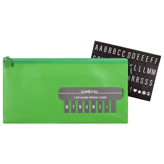 CELCO Pencil Case Green – 338 × 174 mm, Two Zips, USB Pocket, Name Card Slot