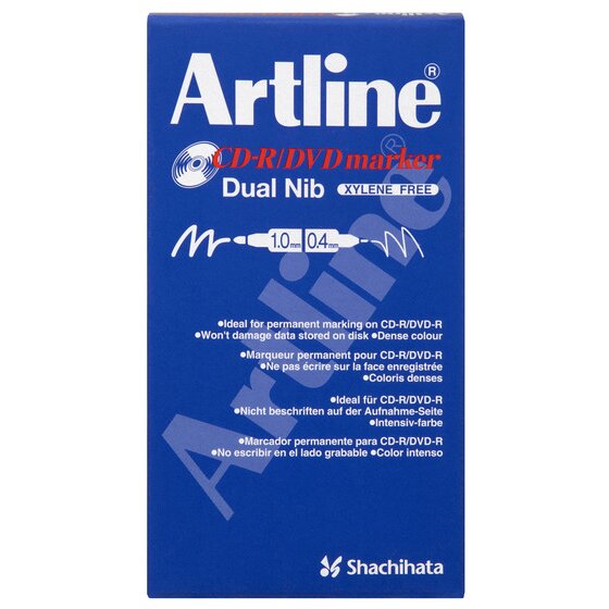 Artline 841T CDR/DVD Marker – Dual Nib (0.4mm & 1mm) Black