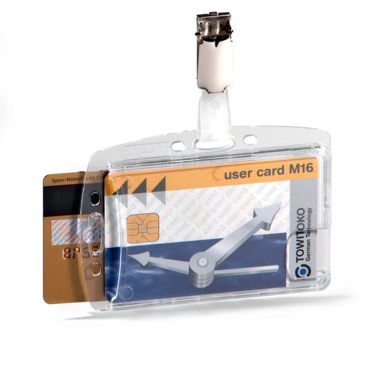 Durable Security Pass Holder Duo with Clip – Box of 25