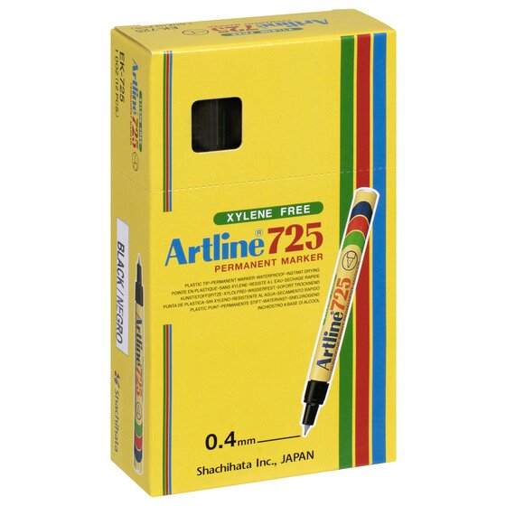 ARTLINE 725 PERMANENT MARKER 0.4MM PLASTIC NIB BLACK