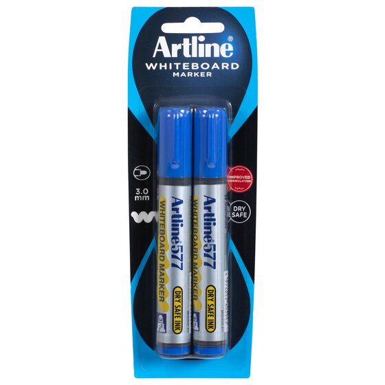 Artline 577 Whiteboard Marker, Blue – 2 Pack (HS)