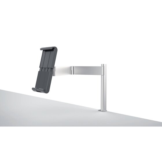 Durable Tablet Holder Table Clamp Silver – Flexible Arm Desktop Mount