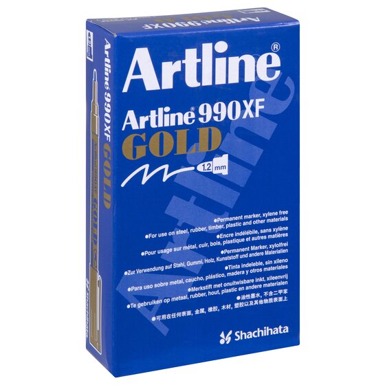Artline 990 Metallic Permanent Marker – Gold, 1.2mm Bullet Nib