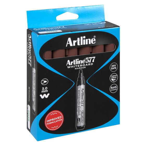 Artline 577 Whiteboard Marker – Brown (Dry-Safe Ink, Bold Colour, Low Odour)