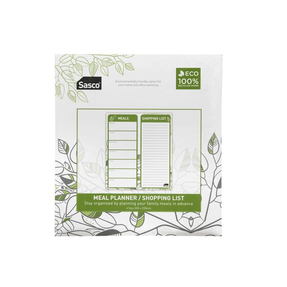 SASCO Eco Meal & Shopping List Pad 200 x 235mm with Elastic Pencil Holder and Pen