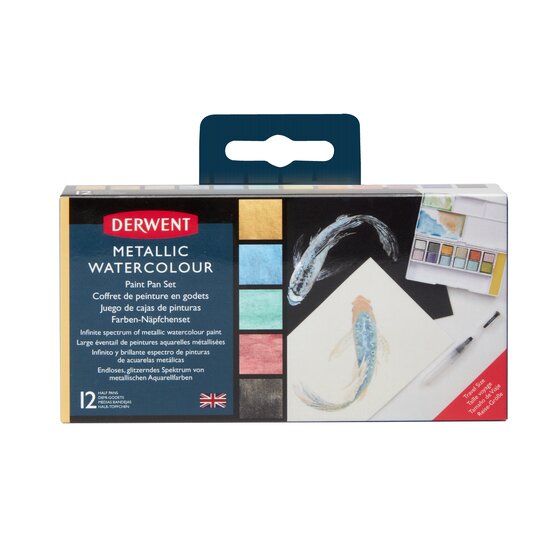 Derwent Inktense Paint Pan Palette – Metallic | Shimmering Watercolour on Any Paper