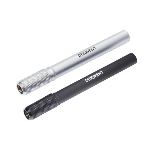 Derwent Pencil Extender Pack of 2 – Silver & Black