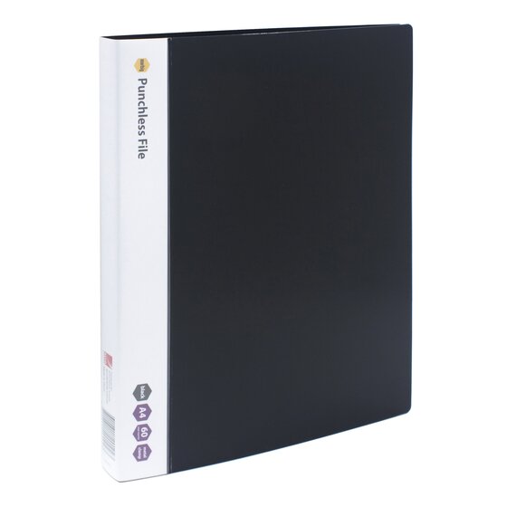 Marbig Punchless File A4 Black – No Holes, Just Clamp & Go