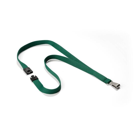 DURABLE Textile Lanyard – Dark Green | Breakaway Safety Closure | ID Badge & Key Holder