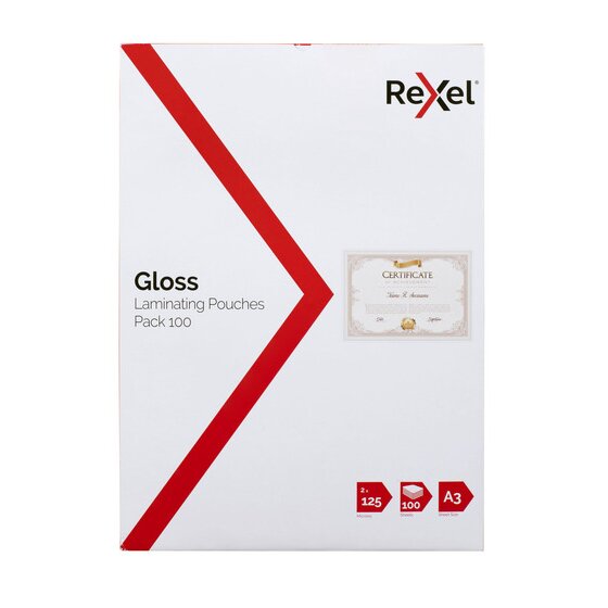 Rexel A3 Laminating Pouch 125 Micron – Pack of 100 | Heavy-Duty Crystal Clear