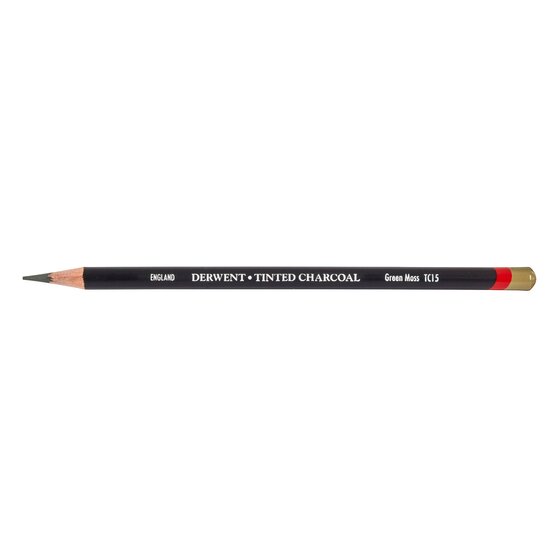 Derwent Tinted Charcoal Pencil – Green Moss TC15 (Round Barrel)