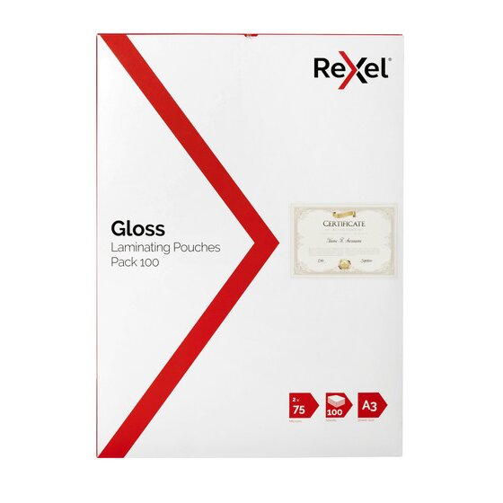 Rexel Laminating Pouch A3 75 Micron – Pack of 100