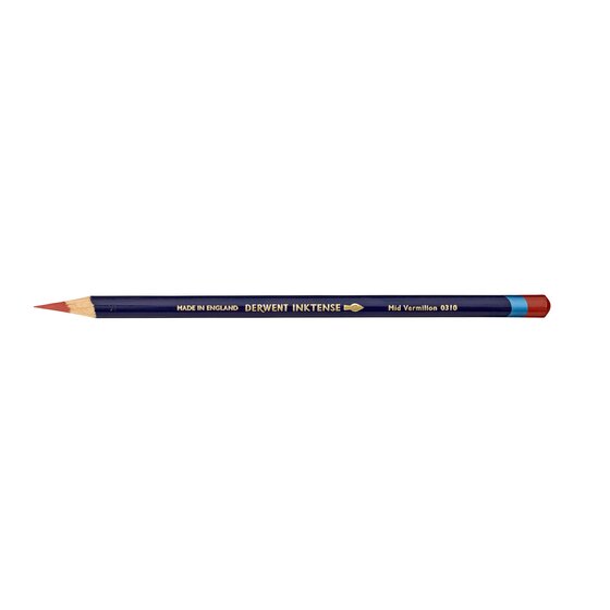Derwent Inktense Pencil – Mid Vermillion (0310) | Water-Soluble Art Pencil for Paper, Fabric, Wood & Ceramic