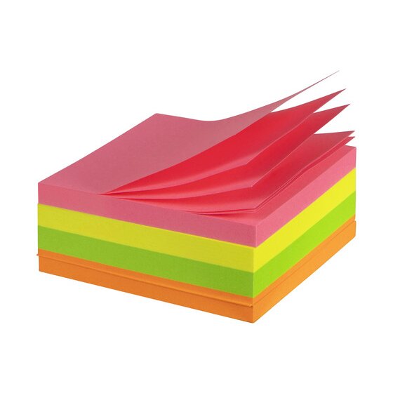 Marbig Brilliant Cube 75x75mm Sticky Notes – 320 Sheets, 4 Neon Colours
