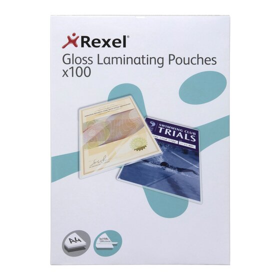 Rexel A4 Laminating Pouches – 100 Micron, High Gloss Finish, Pack of 100
