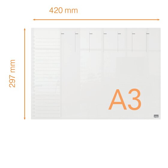 Nobo Acrylic Weekly Planner – 297 × 420mm – Frameless Whiteboard for Desk or Wall