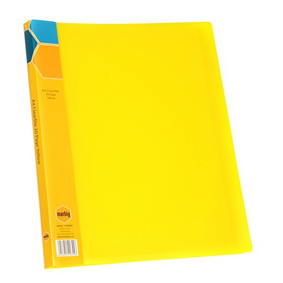 Marbig A4 Display Book – 20 Pocket Pages | Yellow