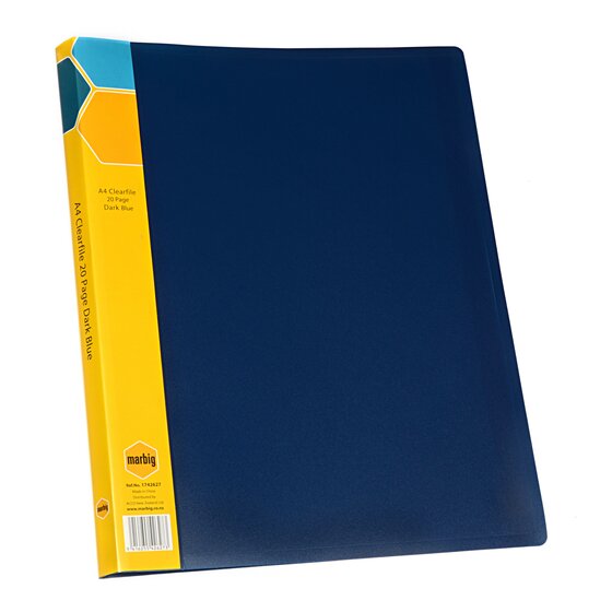 Marbig A4 Display Book – 20 Pocket Pages | Dark Blue