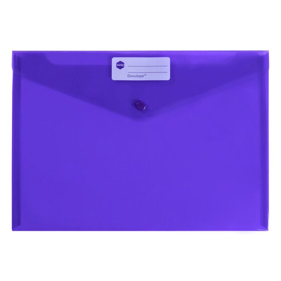 Marbig Doculope A4 Document Wallet – Purple | Polypropylene, Button Closure