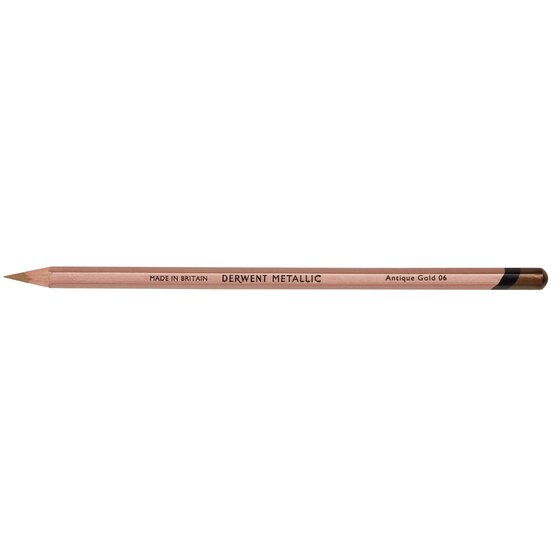 Derwent Metallic Pencil in Antique Gold – Muted Shimmer for Dark Backgrounds