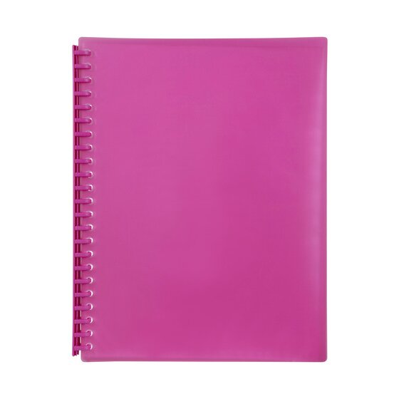 Marbig Refillable Display Book – A4, 20 Pockets, Translucent Pink
