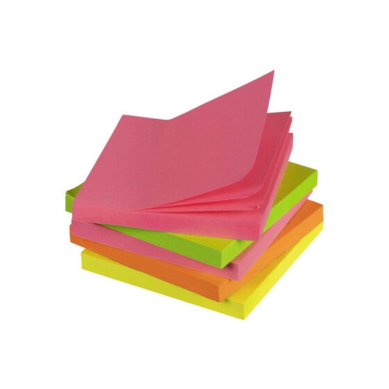 Marbig Brilliant 75x75mm Assorted Neon Sticky Notes – Pack of 5
