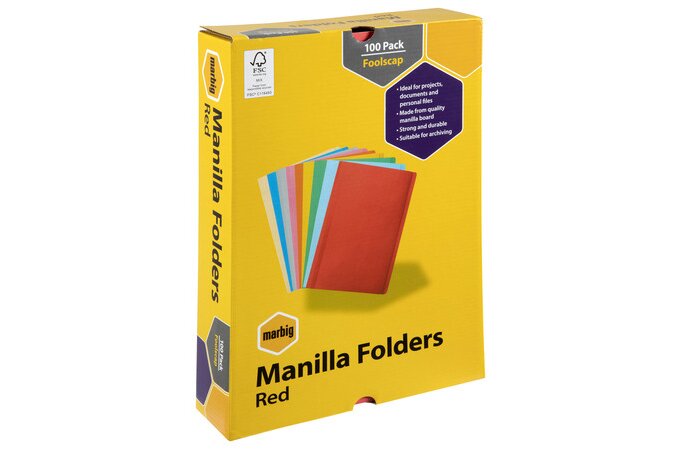 MARBIG MANILLA FOLDERS FOOLSCAP RED BOX100 | MANILLA FOLDERS / TRANSFER ...