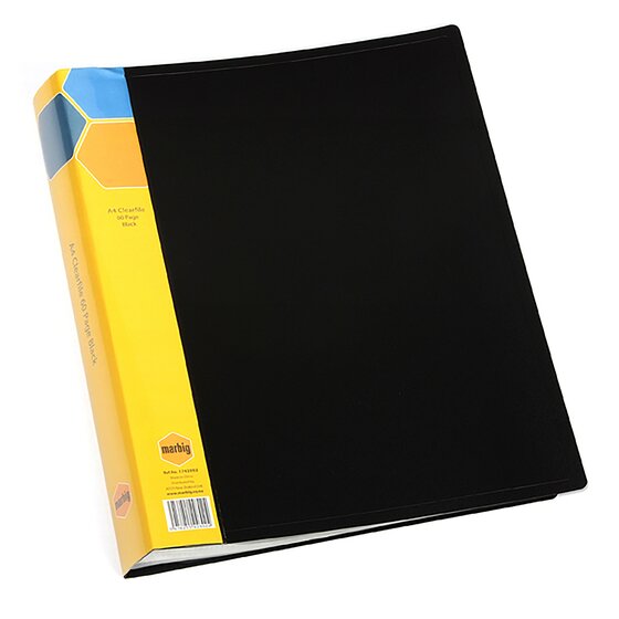 Marbig A4 Fixed Pocket Display Book – 60 Pockets, Black