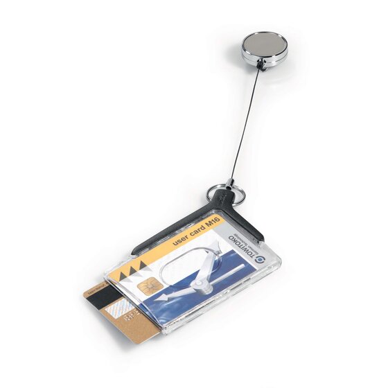 Durable Deluxe Pro Duo Card Holder with Reel – Charcoal (Pack of 1)