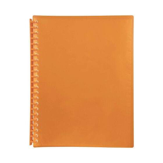 Marbig Refillable Display Book – A4, 20 Pockets, Translucent Orange