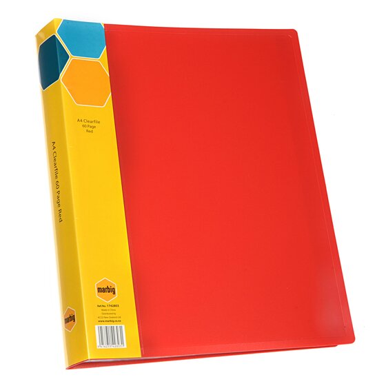 Marbig A4 Fixed Pocket Display Book – 60 Pockets, Red