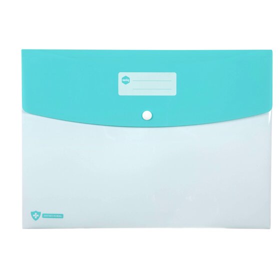 Marbig Professional Doculope A4 Document Wallet, Antimicrobial PP, White – Secure Button Closure with Extra Pocket
